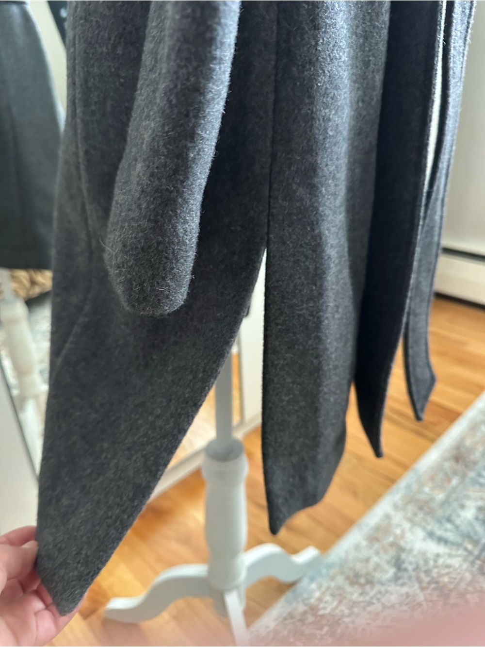 bebe Charcoal Gray Belted Shawl-Collar Trench Coat - Picture 4 of 9